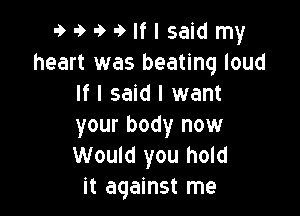 9999Iflsaidmy
heart was beating loud
If I said I want

your body now
Would you hold
it against me