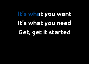 It's what you want
It's what you need

Get, get it started