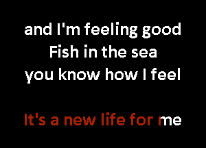 and I'm feeling good
Fish in the sea

you know how I feel

It's a new life for me