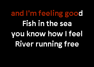 and I'm feeling good
Fish in the sea

you know how I feel
River running free