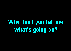 Why don't you tell me

what's going on?