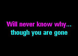 Will never know why...

though you are gone