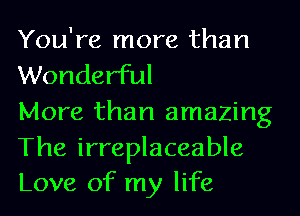 You're more than
Wonderful
More than amazing

The irreplaceable
Love of my life