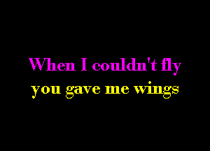 When I couldn't fly

you gave me wings
