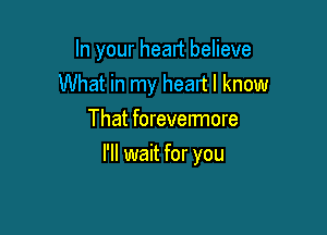 In your heart believe
What in my heart I know
That forevermore

I'll wait for you