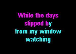 While the days
slipped by

from my window
watching