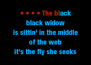 o o o o The black
black widow

is sittin' in the middle
of the web
it's the fly she seeks