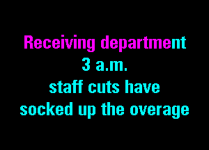 Receiving department
3 am.

staff cuts have
sucked up the average