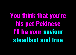 You think that you're
his pet Pekinese

I'll be your saviour
steadfast and true