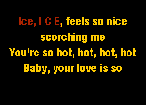 Ice, l G E, feels so nice
scorching me

You're so hot, hot, hot, hot
Baby, your love is so