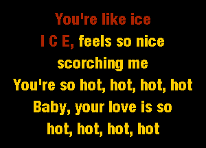 You're like ice
I c E, feels so nice
scorching me

You're so hot, hot, hot, hot
Baby, your love is so
hot, hot, hot, hot