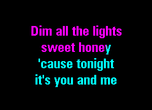 Dim all the lights
sweet honey

'cause tonight
it's you and me