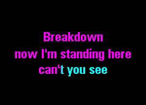 Breakdown

now I'm standing here
can't you see