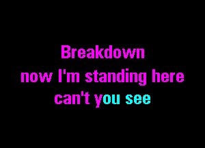 Breakdown

now I'm standing here
can't you see