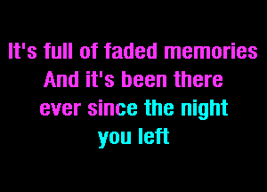 It's full of faded memories
And it's been there
ever since the night

you left