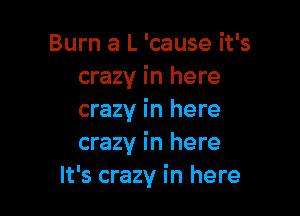 Burn a L 'cause it's
crazy in here

crazy in here
crazy in here
It's crazy in here