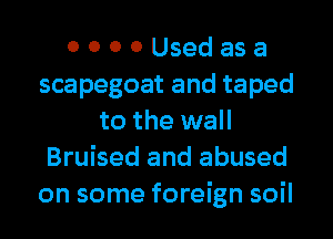0 0 0 0 Used as a
scapegoat and taped
to the wall
Bruised and abused
on some foreign soil