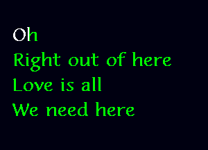 Oh
Right out of here

Love is all
We need here