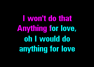 I won't do that
Anything for love,

oh I would do
anything for love