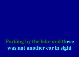 Parking by the lake and there
was not another car in sight