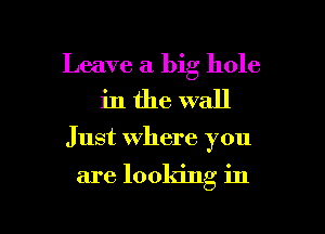 Leave a big hole
in the wall
Just where you

are looking in