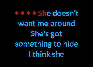 0 0 0 0 She doesn't
want me around

She's got
something to hide
lthink she