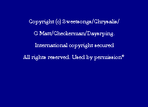 Copyright (c) SwmmonsofChnmnlinI
C MattIChookcrmanlDawx-ping,
hman'onal copyright occumd

All righm marred. Used by pcrmiaoion