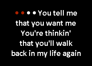 o 0 0 0You tell me
that you want me

You're thinkin'
that you'll walk
back in my life again