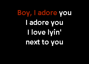 Boy, I adore you
I adore you

I love lyin'
next to you