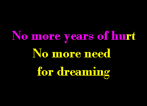 No more years of hurt

No more need

for dreaming

g