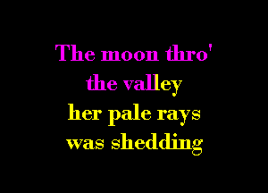 The moon thro'
the valley

her pale rays
was shedding