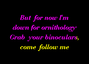 But for now 11m

down for ornithologf

Grab your binoculars,

come follow me