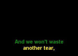And we won't waste
another tear,