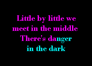 Little by little we
meet in the middle
There's danger

in the dark