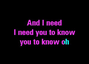 And I need

I need you to know
you to know oh