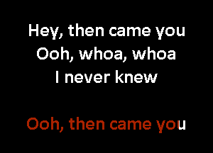 Hey, then came you
Ooh, whoa, whoa
I never knew

Ooh, then came you