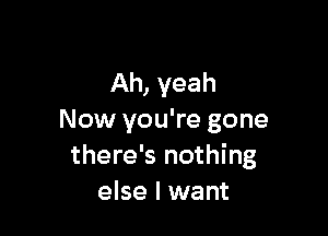 Ah, yeah

Now you're gone
there's nothing
else I want