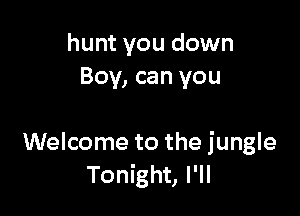 hunt you down
Boy, can you

Welcome to the jungle
Tonight, I'll