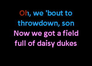 Oh, we 'bout to
throwdown, son

Now we got a field
full of daisy dukes