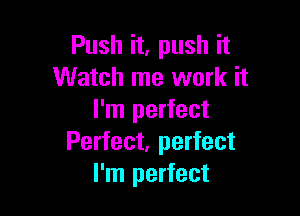 Push it, push it
Watch me work it

I'm perfect
Perfect, perfect
I'm perfect