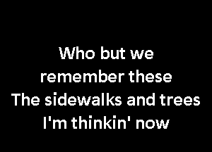 Who but we

remember these
The sidewalks and trees
I'm thinkin' now