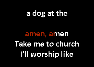a dog at the

amen, amen
Take me to church
I'll worship like