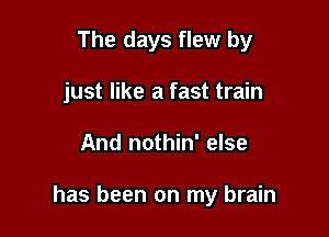 The days flew by
just like a fast train

And nothin' else

has been on my brain