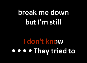 break me down
but I'm still

I don't know
0 0 0 0 They tried to