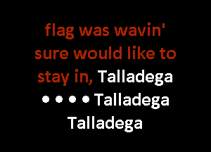 flag was wavin'
sure would like to

stay in, Talladega
0 0 0 0 Talladega
TaHadega