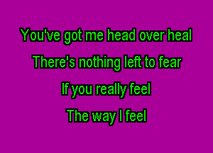 You've got me head over heal

There's nothing left to fear

If you really feel

The way I feel