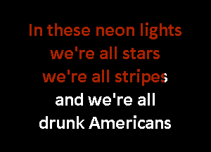 In these neon lights
we're all stars

we're all stripes
and we're all
drunk Americans