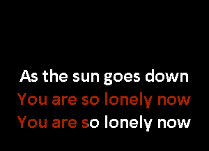 As the sun goes down
You are so lonely now
You are so lonely now