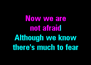 Now we are
not afraid

Although we know
there's much to fear