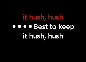 ithush,hush
0 0 0 0 Best to keep

it hush, hush